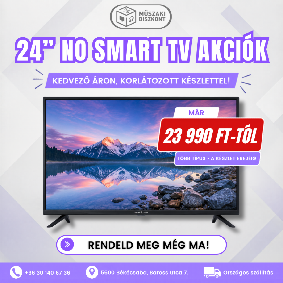 24” (61 cm) NO SMART LED TV AKCIÓ – Többféle modell, kedvező áron