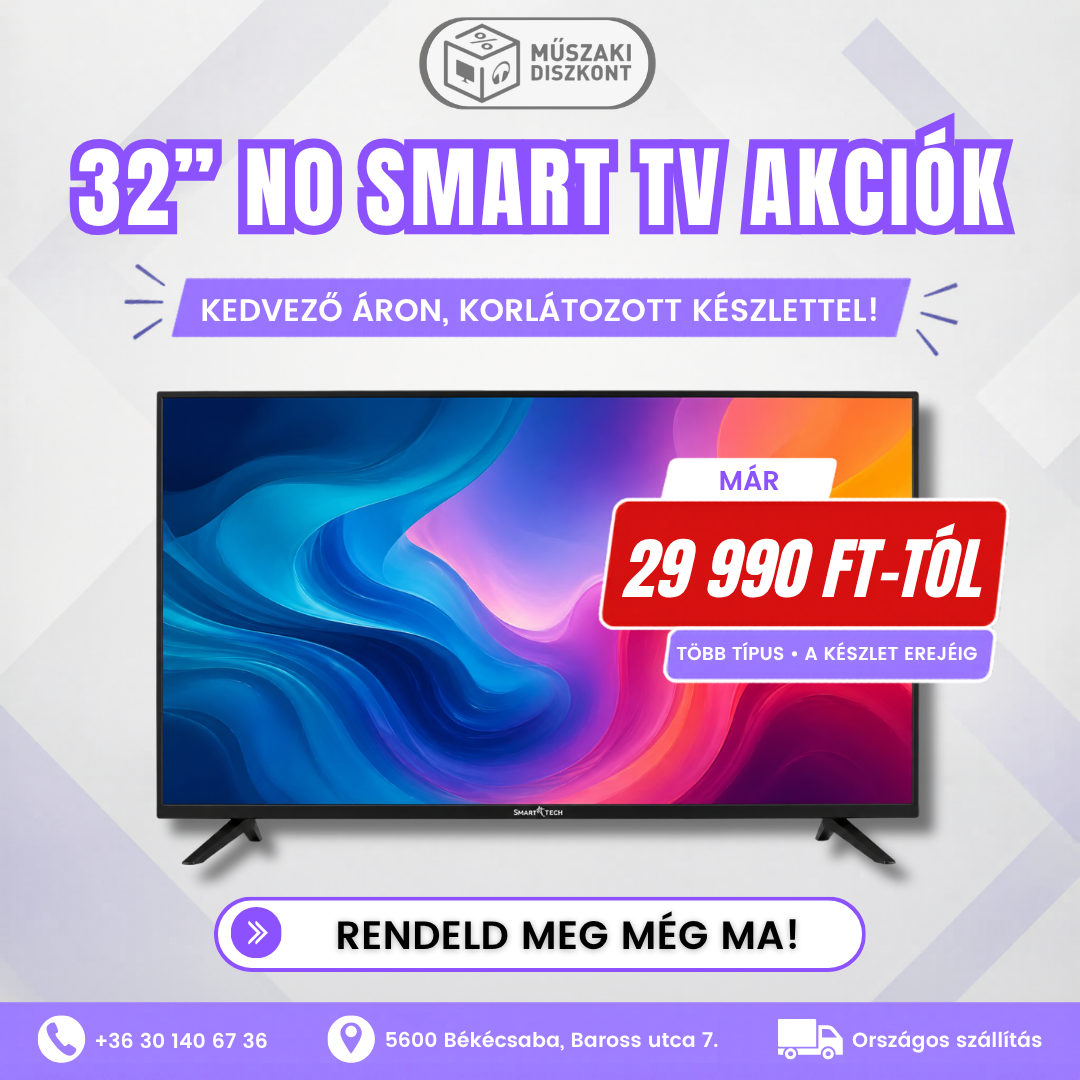 32" NO SMART LED TV AKCIÓ – Többféle modell készletről